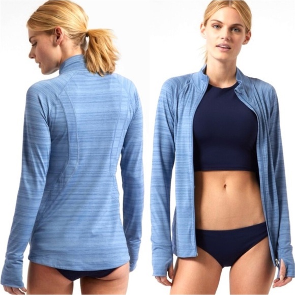Athleta Pacifica Illume UPF Full Zip Lightweight jacket XS Light Blue Athleisure - Picture 1 of 9
